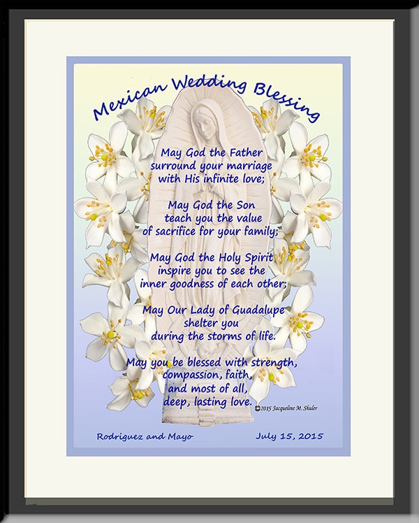 Personalized Spanish Wedding Gift in Spanish or English Bendicion De La