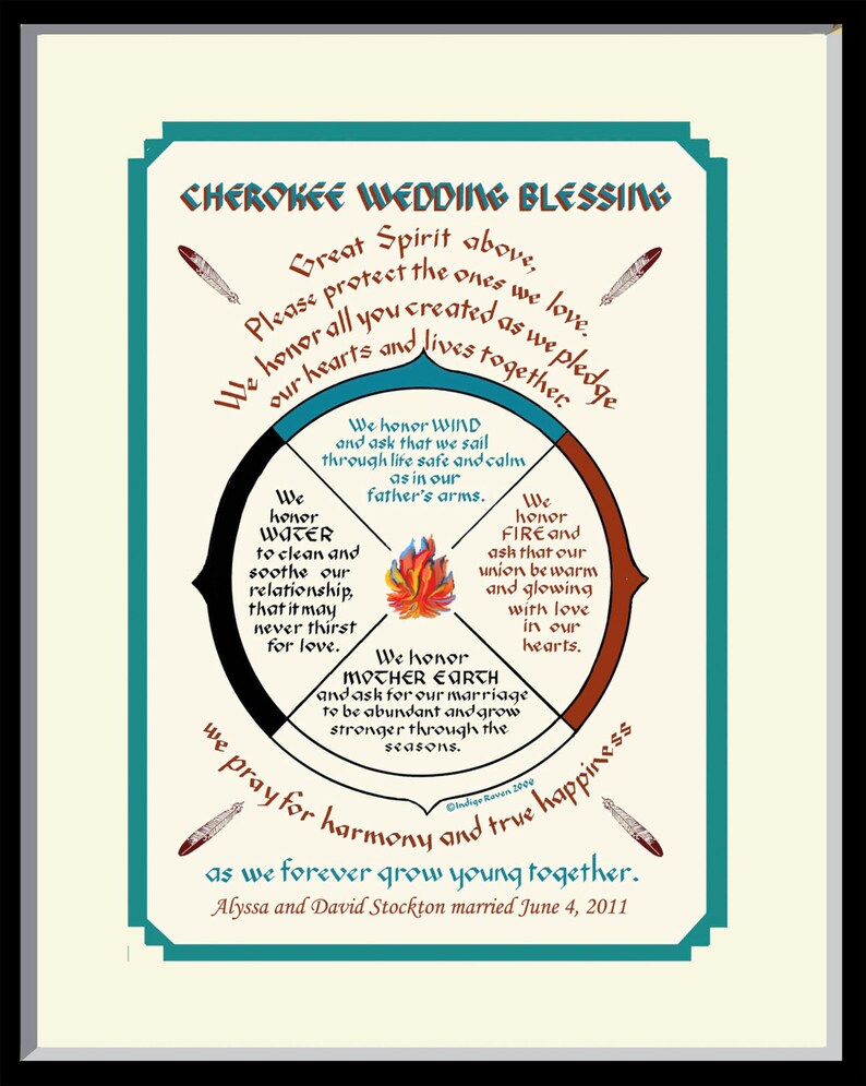 Cherokee Wedding Blessing Personalized For Newlyweds Framed Etsy