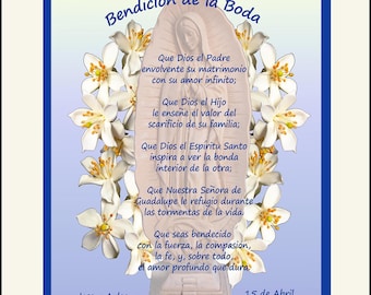 Spanish Wedding Gift-Free Shipping; in Spanish or English,Personalized Bendicion de la Boda, 11" x 14" matted print