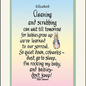 Personalized mother of newborn gift, FREE US Shippingmatted, ready for framing. Cleaning & Scrubbing image 2