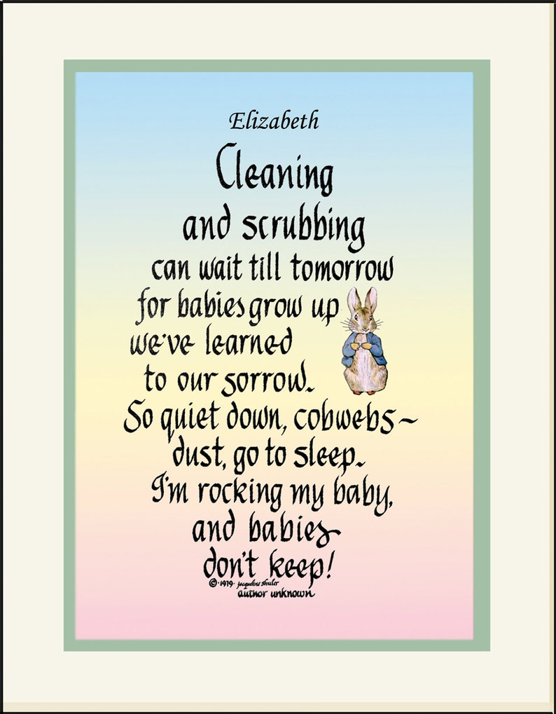 Personalized mother of newborn gift, FREE US Shippingmatted, ready for framing. Cleaning & Scrubbing image 2