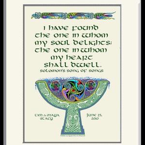Custom Celtic Wishes Wedding Blessing-Solomon quote hand lettered and framed-FREE personalizing