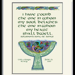 Celtic Wishes Wedding Blessing-Solomon quote hand lettered and framed image 1