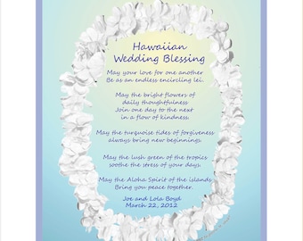 Hawaiian Wedding Gift, FREE US SHIPPING! Original verse with lei, Unique personalized,destination wedding gift, great engagement gift