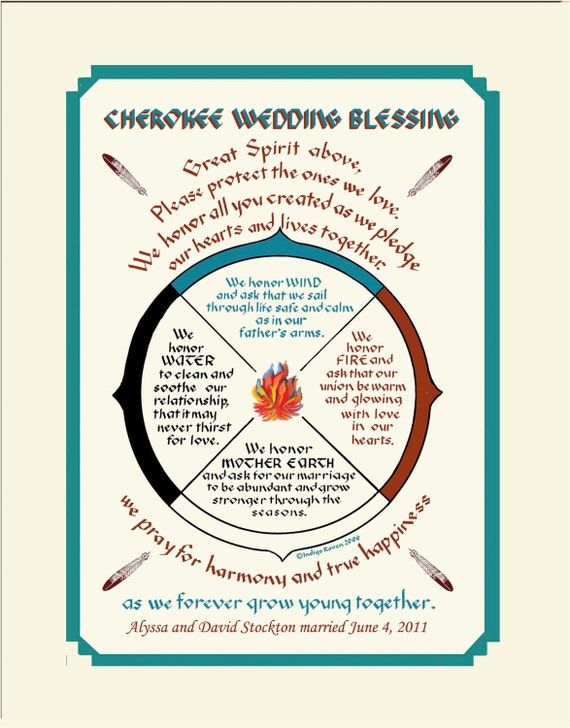 Cherokee Wedding Gift Free Us Shipping Personalized Etsy