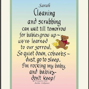 Personalized mother of newborn gift, FREE US Shippingmatted, ready for framing. Cleaning & Scrubbing image 3