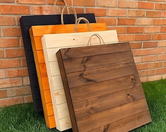 Mesa plegable de madera estilo bohemio: mesa de picnic, camping y balcón hecha a mano, decoración minimalista para el hogar.