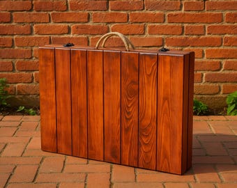 Mesa plegable de madera estilo bohemio, mesa portátil para picnic y playa, muebles rústicos hechos a mano para espacios pequeños.