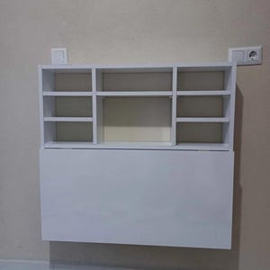 Mesa dobrável de parede com prateleiras de armazenamento | Mesa compacta que economiza espaço para casa e apartamento