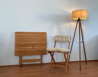 Juego de mesa y sillas de madera plegables hechas a mano, muebles rústicos para patio y balcón, juego de comedor compacto para casas pequeñas.
