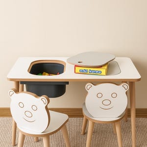 Kids Study Desk and Chair | Montessori Wooden Table Set | Toddler Learning & Activity Furniture | Nursery  Playroom Desk