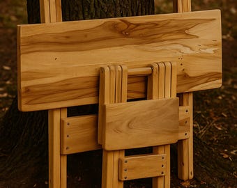 Rustic Foldable Wooden Dining Table, Space Saving Drop Leaf Table for Kitchen, Balcony, Patio or Small Spaces