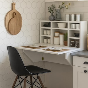 Mesa dobrável de parede com prateleiras | Mesa compacta para cozinha, escritório doméstico e apartamentos pequenos