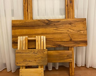 Solid Wood Foldable Dining Table, Rustic Drop Leaf Table, Space Saving Kitchen Table for Small Spaces, Collapsible Wooden Table for Balcony