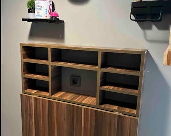 Foldable Wall Mounted Desk with Shelves | Space-Saving Table for Kitchen, Home Office & Small Spaces