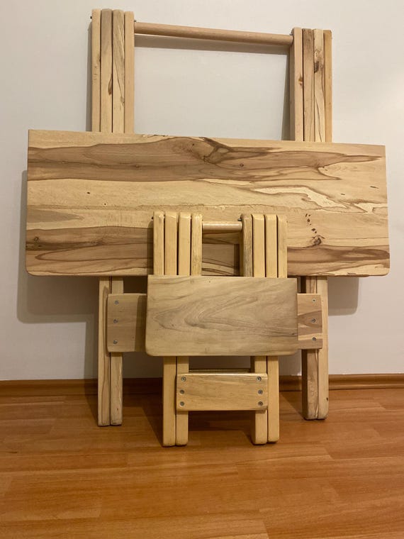 Rustikaler klappbarer Holztisch, multifunktionaler Esstisch, Klapptisch, ausziehbarer Drop Leaf-Tisch, handgefertigter Klapptisch
