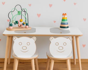 Montessori Table and Chair Set | Wooden Toddler Desk | Kids Activity Furniture | Playroom Chair