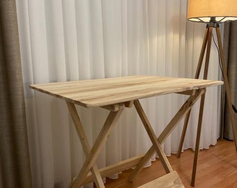 Rustic Expandable Dining Table, Foldable Wooden Table for Kitchen or Balcony, Drop Leaf Space Saver