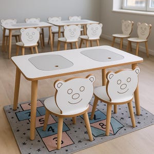 Montessori Kids Table and Chair Set | Wooden Toddler Desk and Chair | Nursery Furniture | Kids Play & Learning Table | Preschool Furniture
