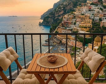 Rustic Foldable Wooden Table and Chair Set – Handmade Boho Patio & Balcony Furniture, Space-Saving Outdoor Dining Table