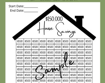 150k House Savings Tracker, Printable, Savings Goal, New House Tracker, 150,000 House Tracker Planner