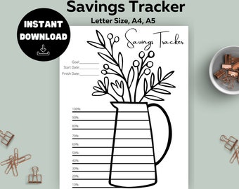 Savings Tracker, Printable, FunnSavings Goal, Savings Challenge, Tracker Planner, Colorable Savings Tracker, Letter size, A4, A5, 7x9 PNG