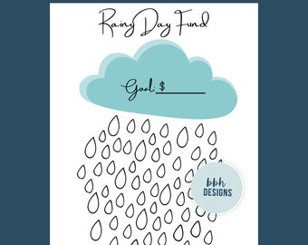 Rainy Day Funds Tracker, Printable, Savings Goal, Bullet Journal tracker