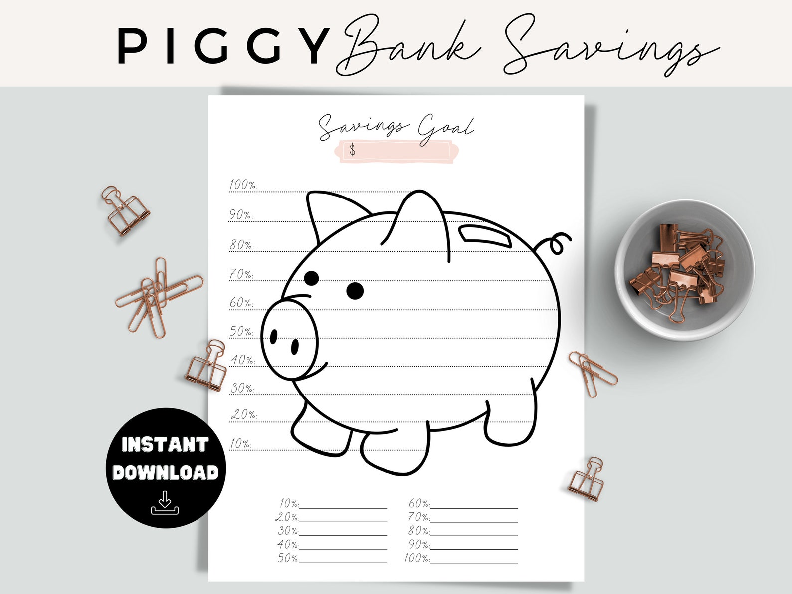 Piggy Bank Savings Tracker: Printable Goal Planner (digital Download ...