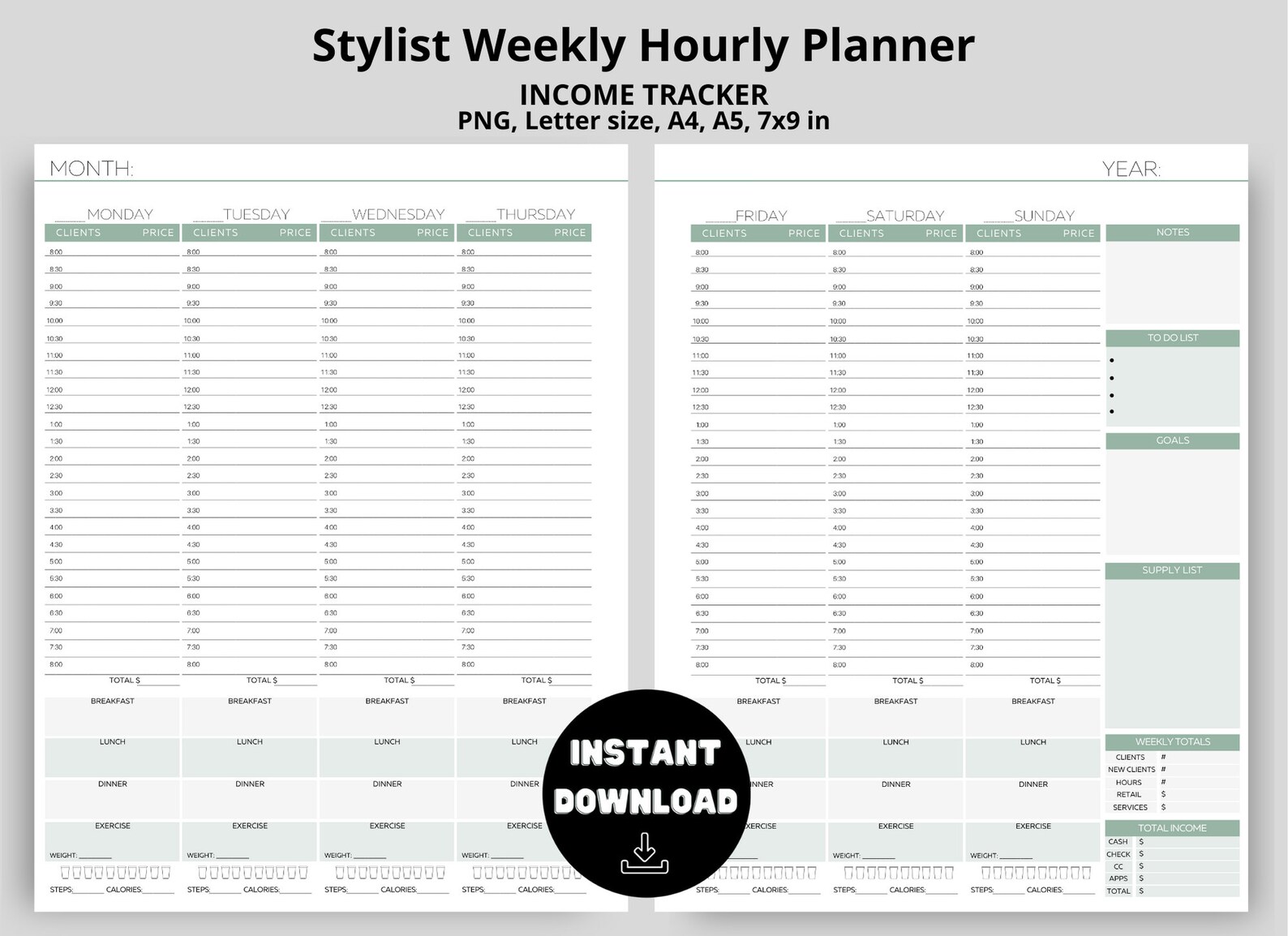 Hair Stylist Nail Tech Makeup Artist Weekly Hourly Etsy