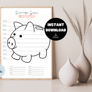 Piggy Bank Savings Tracker, Printable, Savings Goal, Savings Challenge ...