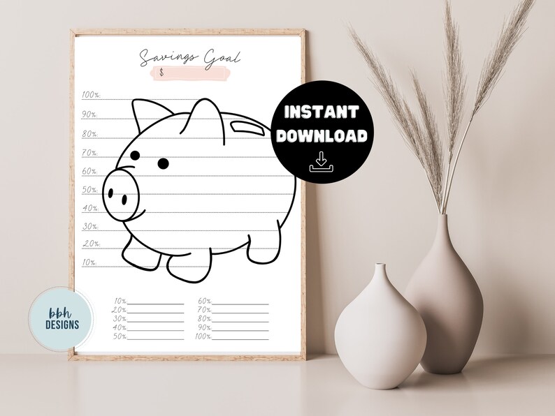 Piggy Bank Savings Tracker: Printable Goal Planner (digital Download ...