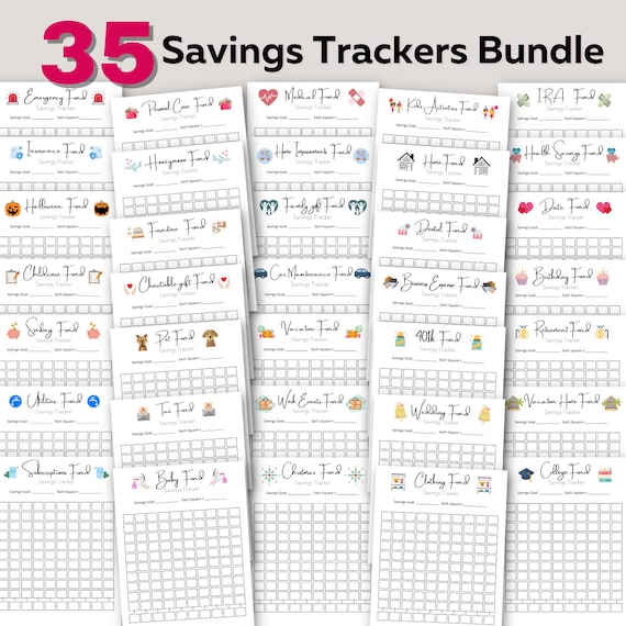 Sinking Funds Savings Tracker Bundle: 35 Printable Pages (Instant Download)