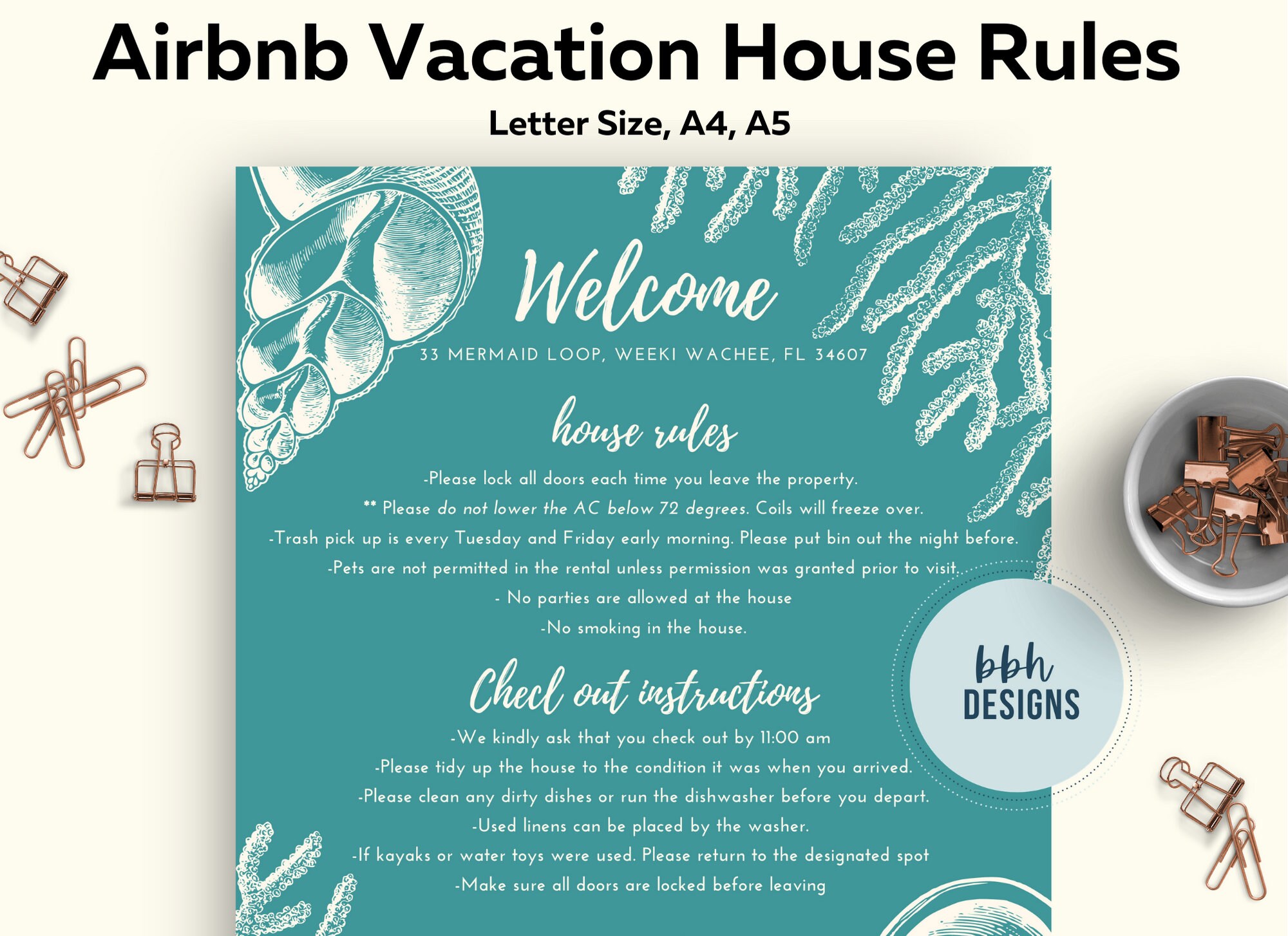 Reglas de la casa de playa para Airbnb River House Casa de Etsy
