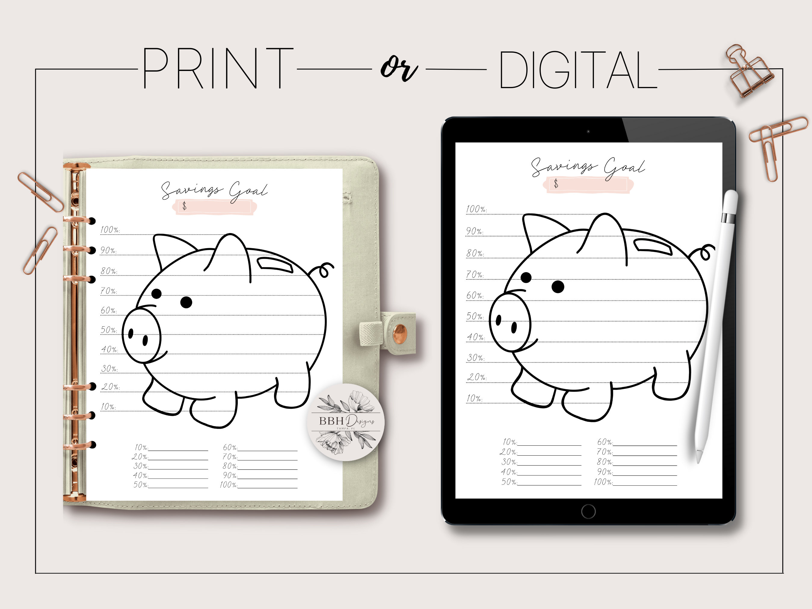 Piggy Bank Savings Tracker, Printable, Savings Goal, Savings Challenge ...