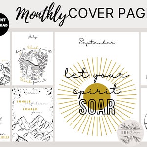 Cosmic Boho Monthly Cover Pages: Kolorowanka w formie planera (do pobrania w wersji cyfrowej)
