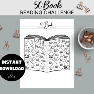 50 Book Reading Challenge Printable Tracker (Letter Size) (Instant Download)