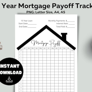 15 Year House Mortgage Payoff Tracker Template, Instant Download, Printable, New House Tracker, House Loan Tracker Planner Insert Challenge