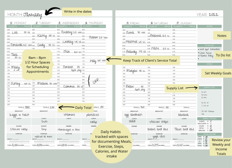 Hair Stylist Nail Tech Makeup Artist Weekly Hourly Etsy