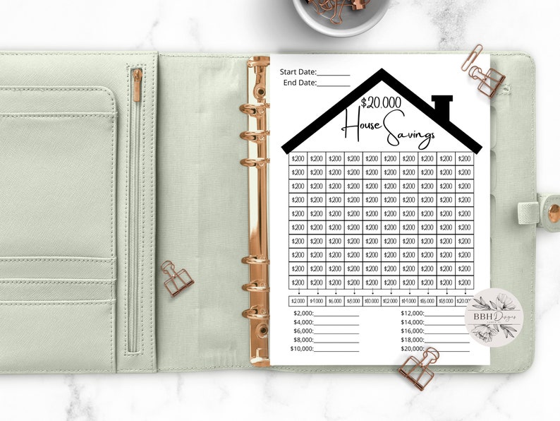 20k Savings Challenge House Tracker Instant Download Printable - Etsy