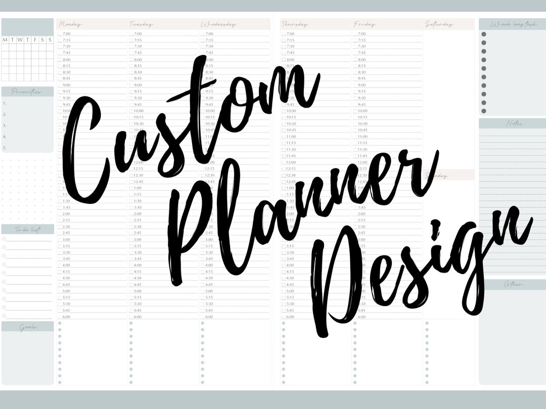Custom 2 Page Personalized Planner Design Digital Printable Business College Teacher Student at