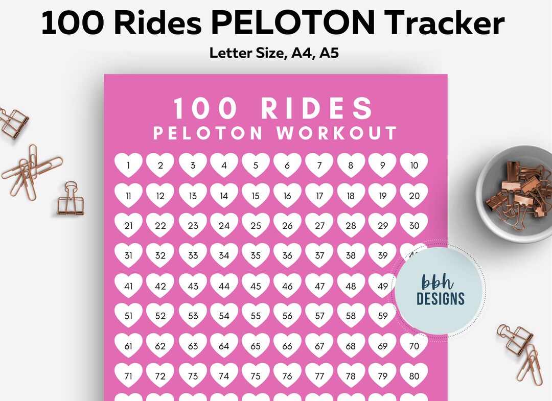 100 Rides Tracker, Goal Planner, Bike Ride Workout Challenge, PNG Sizes 8.5x11, A5, A4 Etsy