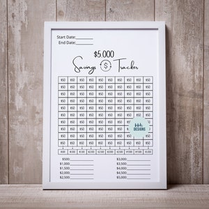 5k Savings Tracker, Printable, Savings Goal, Savings Challenge, 5,000 Tracker Planner, Letter Size, A5, A4 image 4