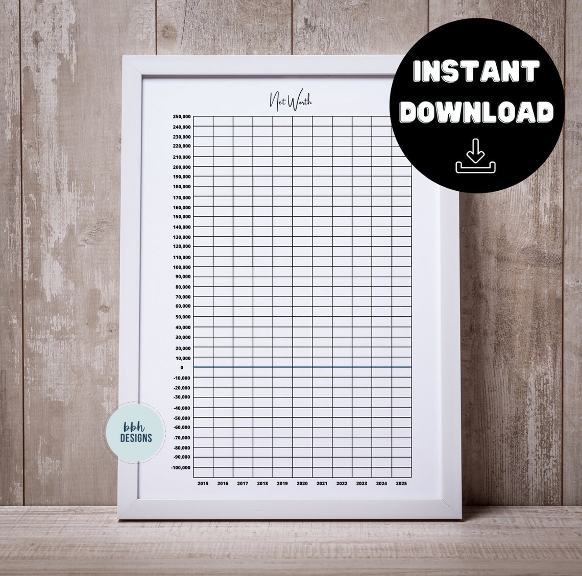 Net Worth Tracker Printable PNG Net Worth Graph Digital - Etsy