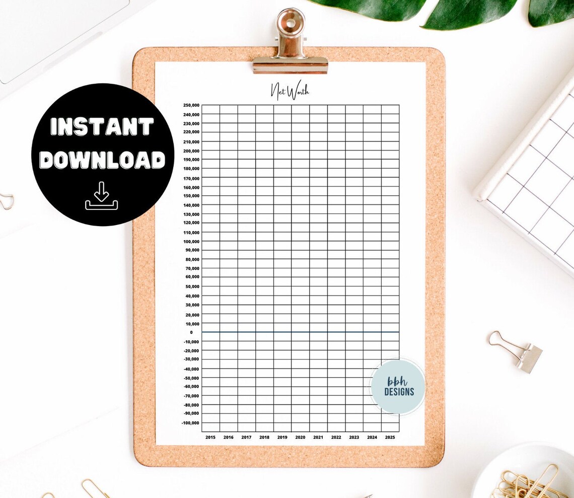 Net Worth Tracker Printable PNG Net worth graph Digital | Etsy