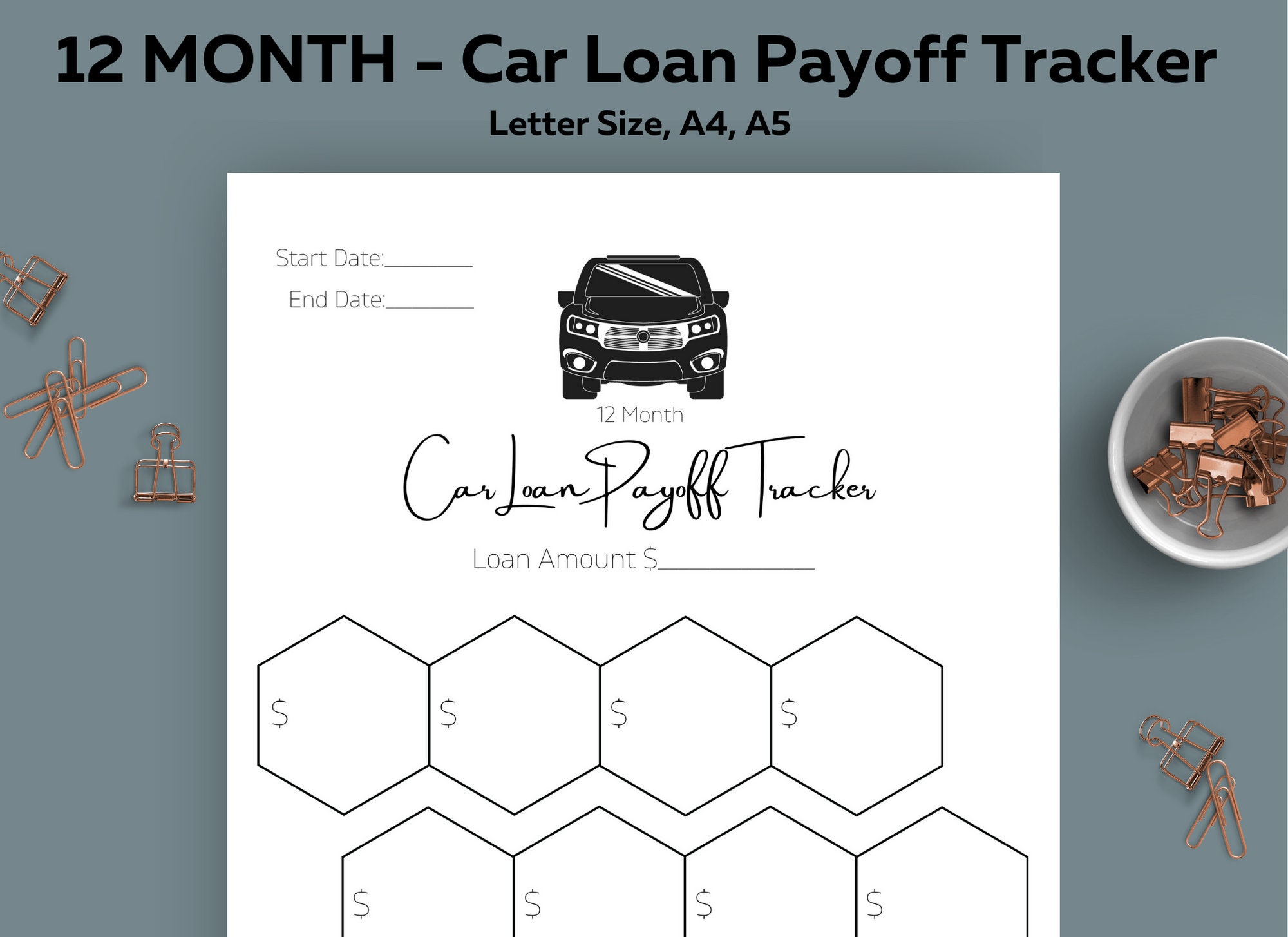 12 Month Car Loan Payoff Tracker Printable Savings Goal Car Etsy UK
