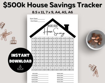 500k House Savings Tracker Instant Download Printable Savings Goal New House Tracker 500,000 Savings Challenge Planner 8.5 x 11 A6 A5 A4 7x9