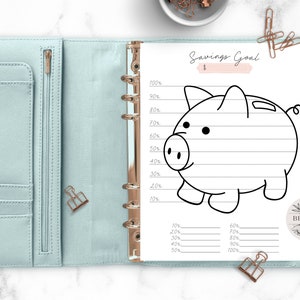 Piggy Bank Savings Tracker, Printable, Savings Goal, Savings Challenge ...