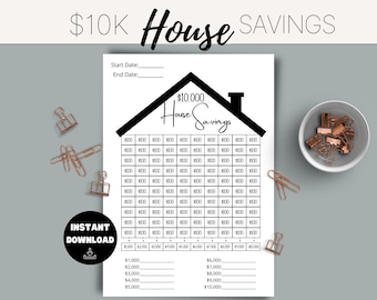 10K House Savings Tracker Printable (Digital Download)