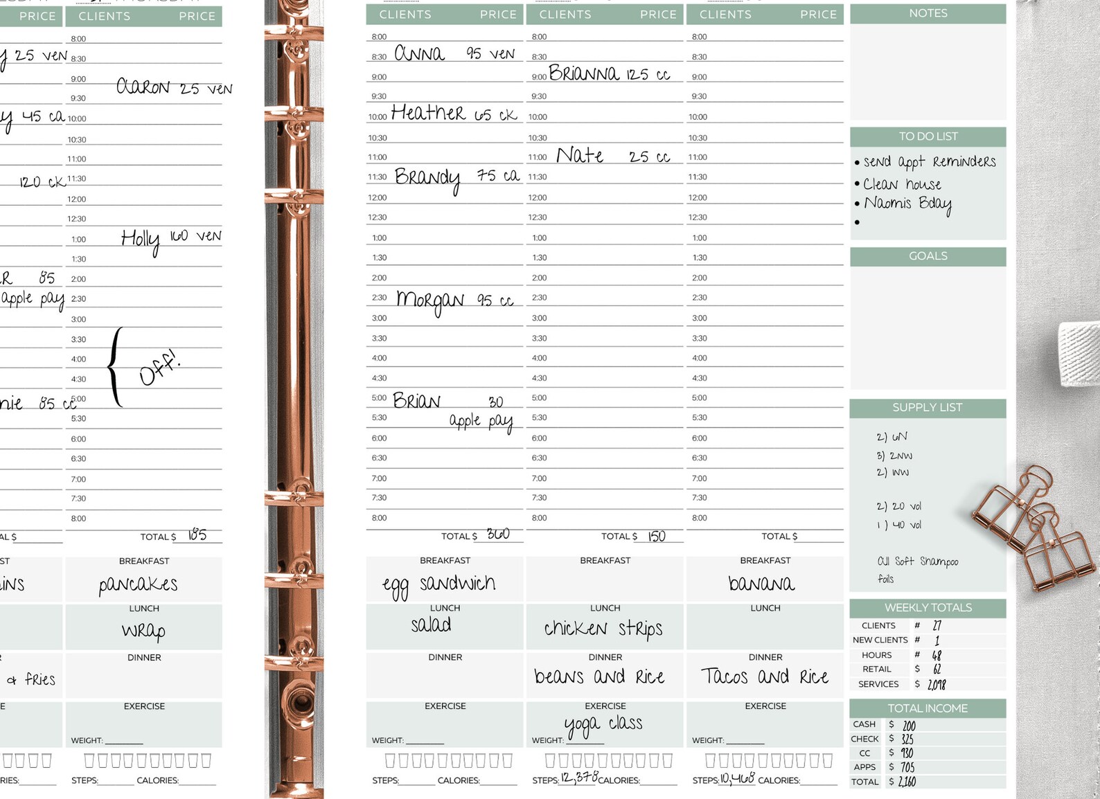 Hair Stylist Nail Tech Makeup Artist Weekly Hourly Etsy