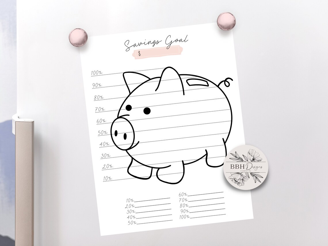 Piggy Bank Savings Tracker Printable Savings Goal Savings - Etsy